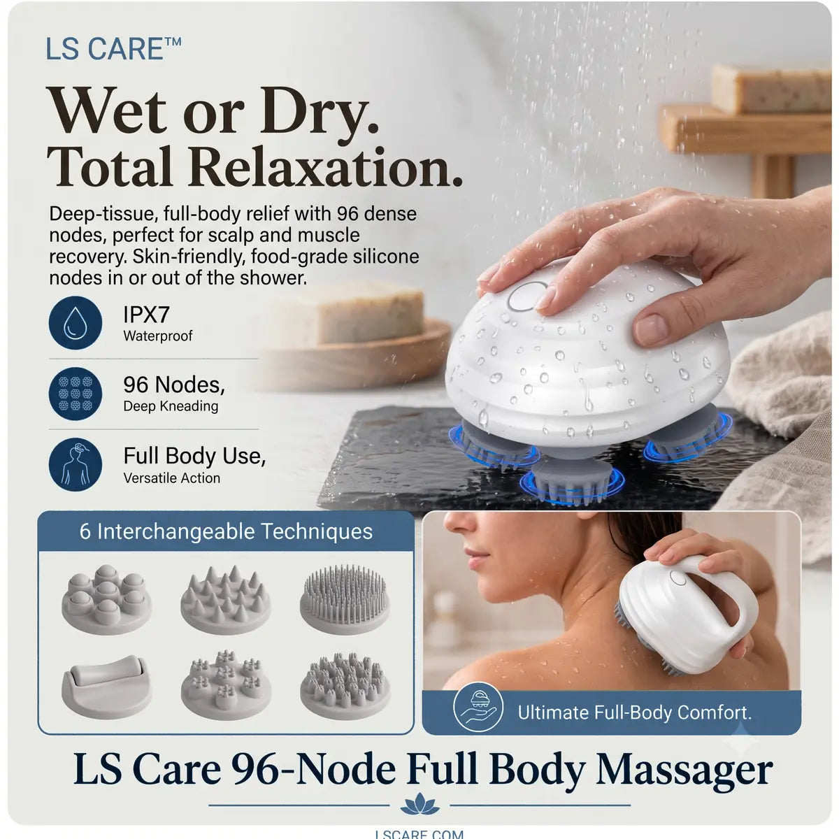LS Care™ Waterproof Cordless Scalp Massager